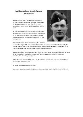 A preview of a PDF biography for Parsons, George Rene Joseph